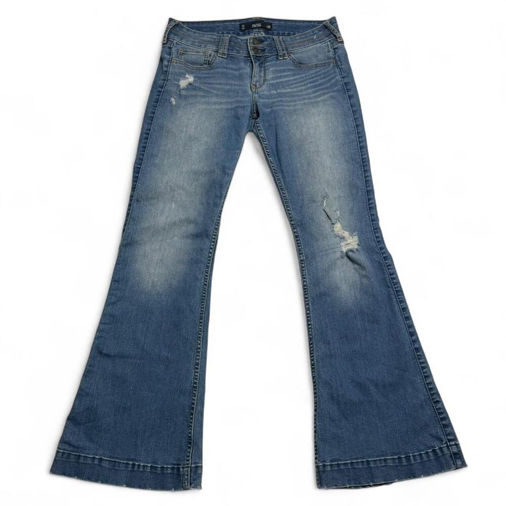 Hollister Distressed Medium Blue Flare Jeans